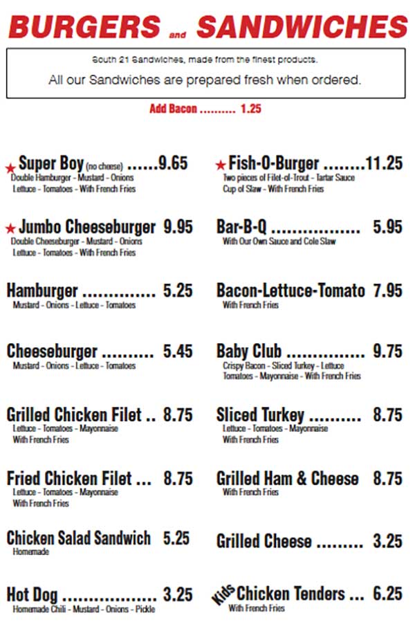 Burgers and Sandwiches